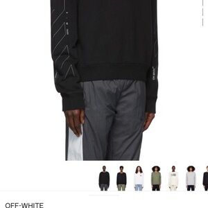 OFF-WHITE Black & Silver Diag Unfinished Slim Sweatshirt XXL (runs like a large